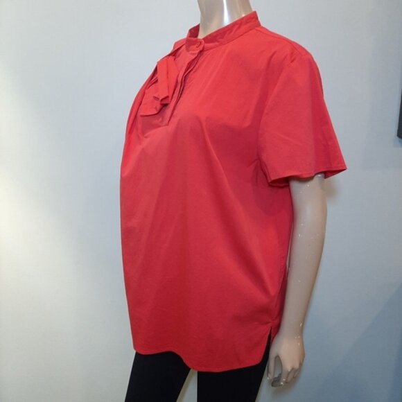 Eloquii Short Sleeve Popover Blouse Womens Plus Size 18 Red Pleated Bow Top - Picture 5 of 14